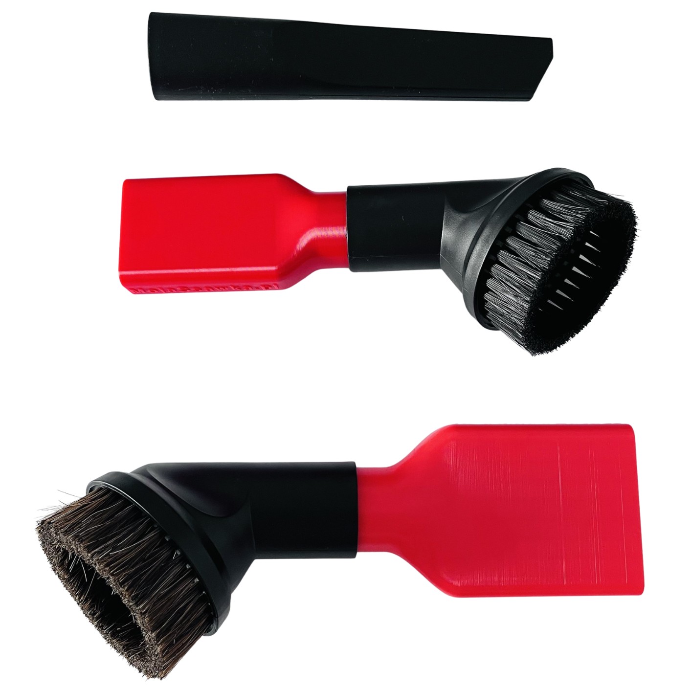 Zestaw Full MojaSsawka: adapter szeroki 6,5 cm czerwony, wąski 4,5 cm czerwony, dwie szczotki i krótka ssawka szczelinowa